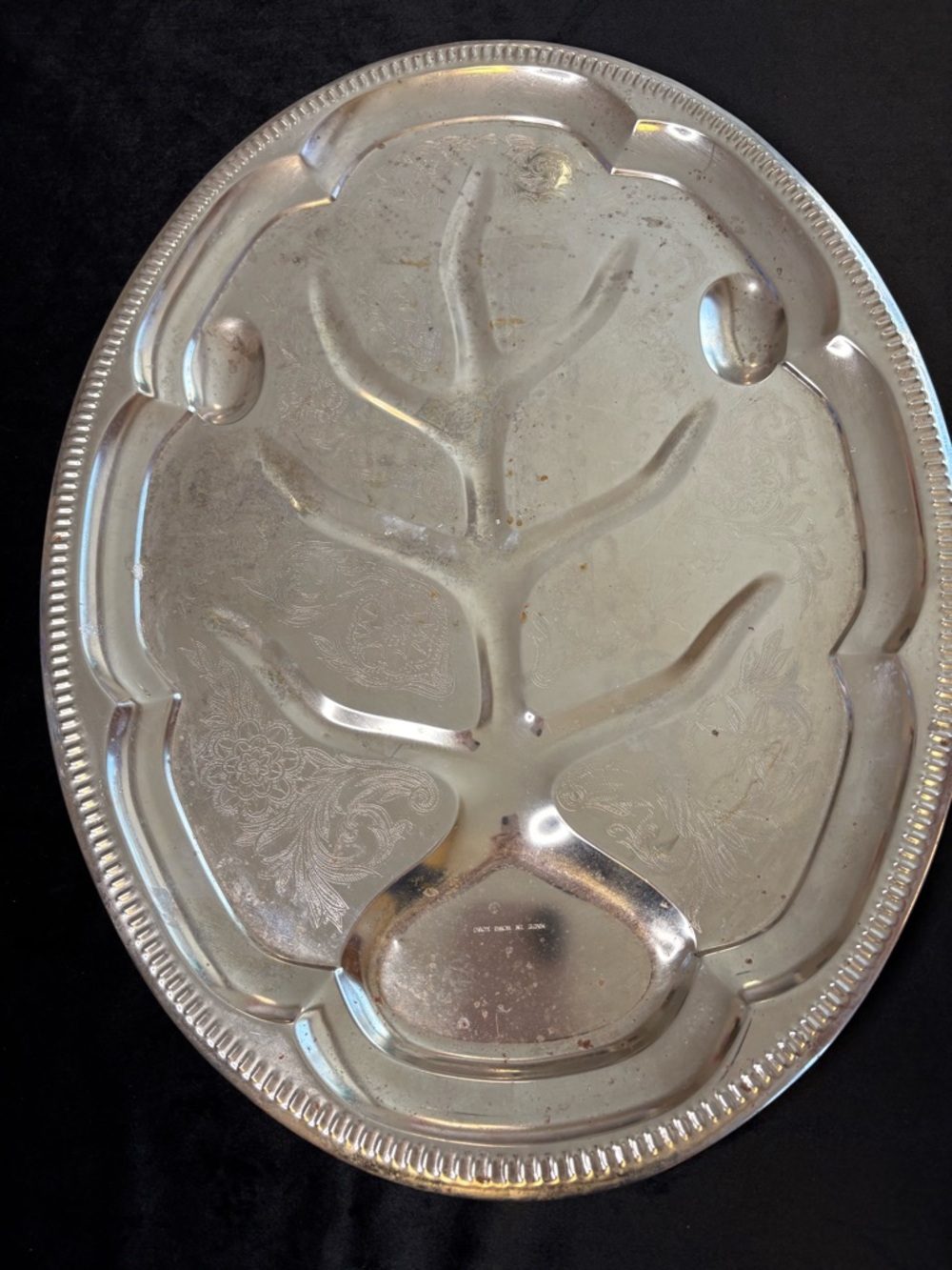 2 Vintage Silver Meat Carving Platter “ Tree of Life”